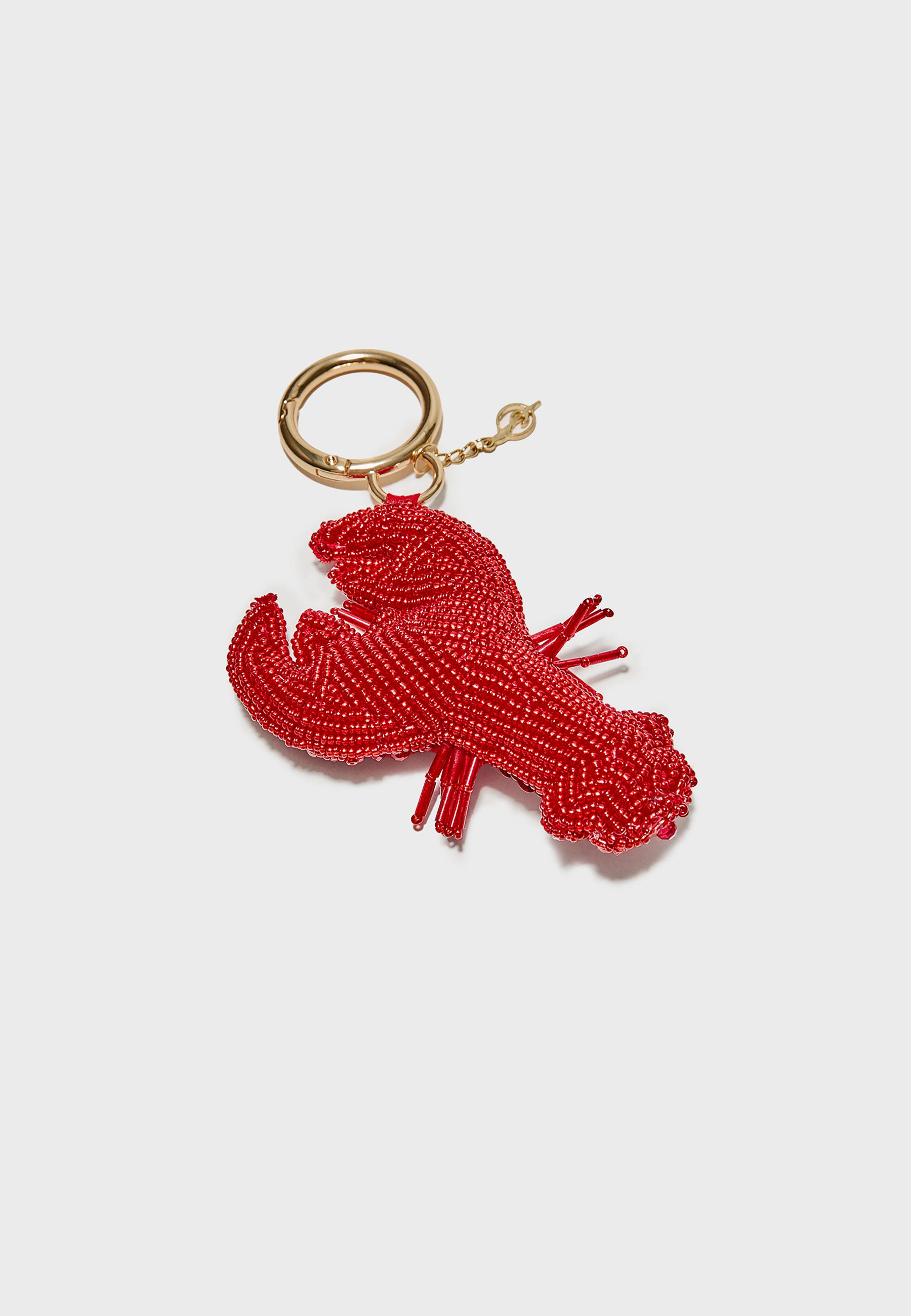 Beaded lobster charm — Red