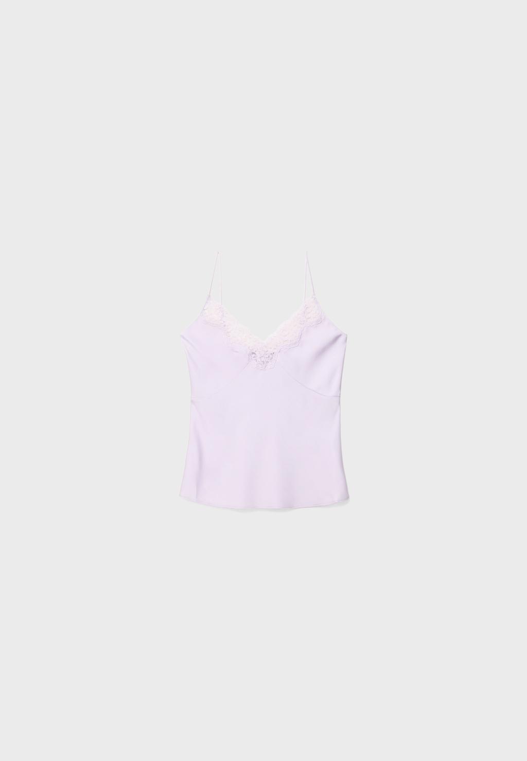 Top satiné dentelle