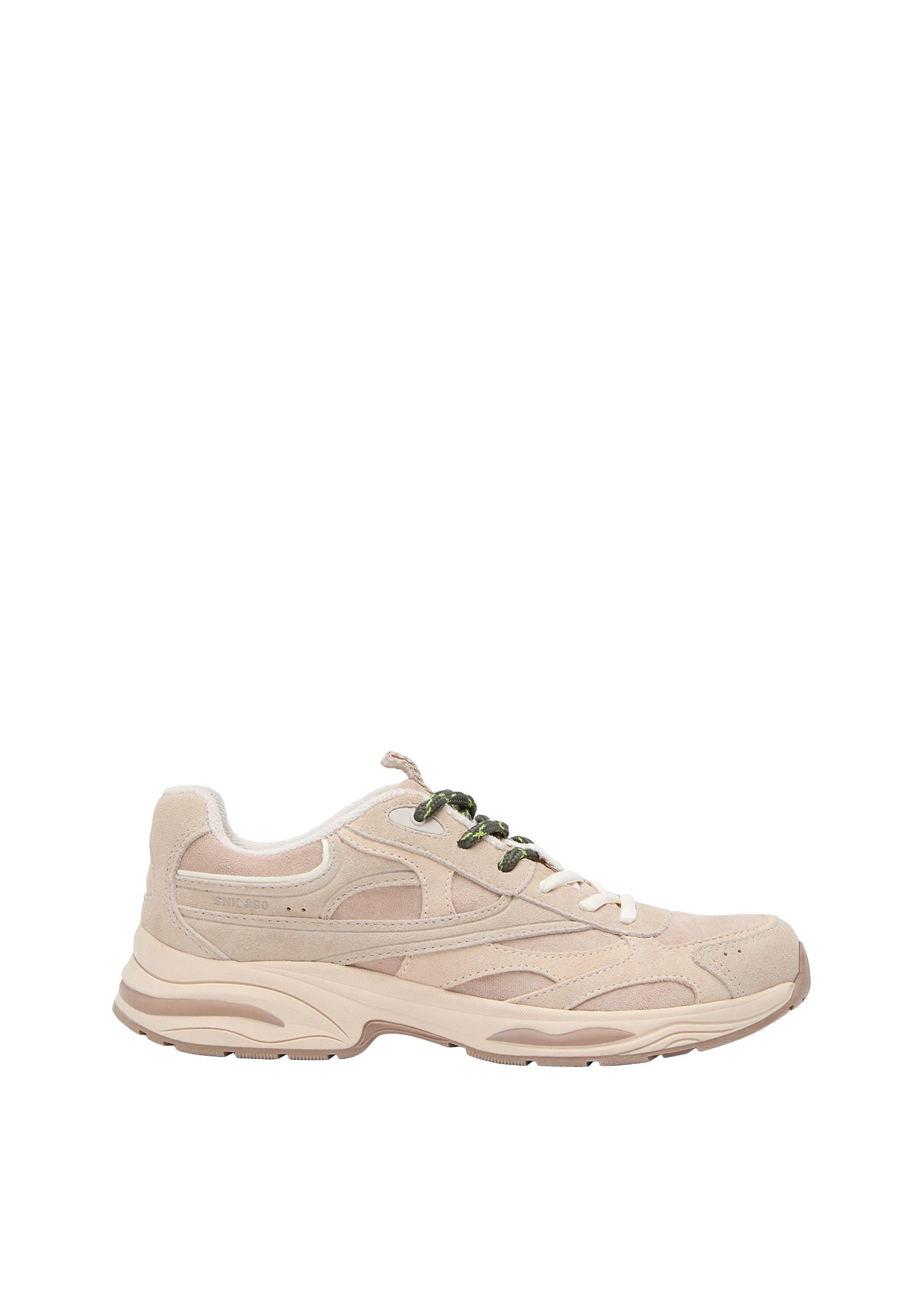 Leather detail trainers — BEIGE