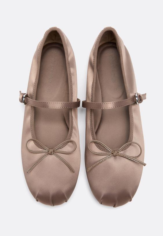 satin buckle ballet flats
