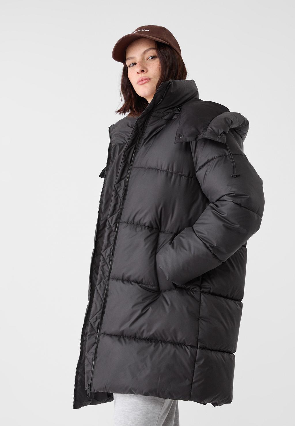 Regular fit puffer coat with hood