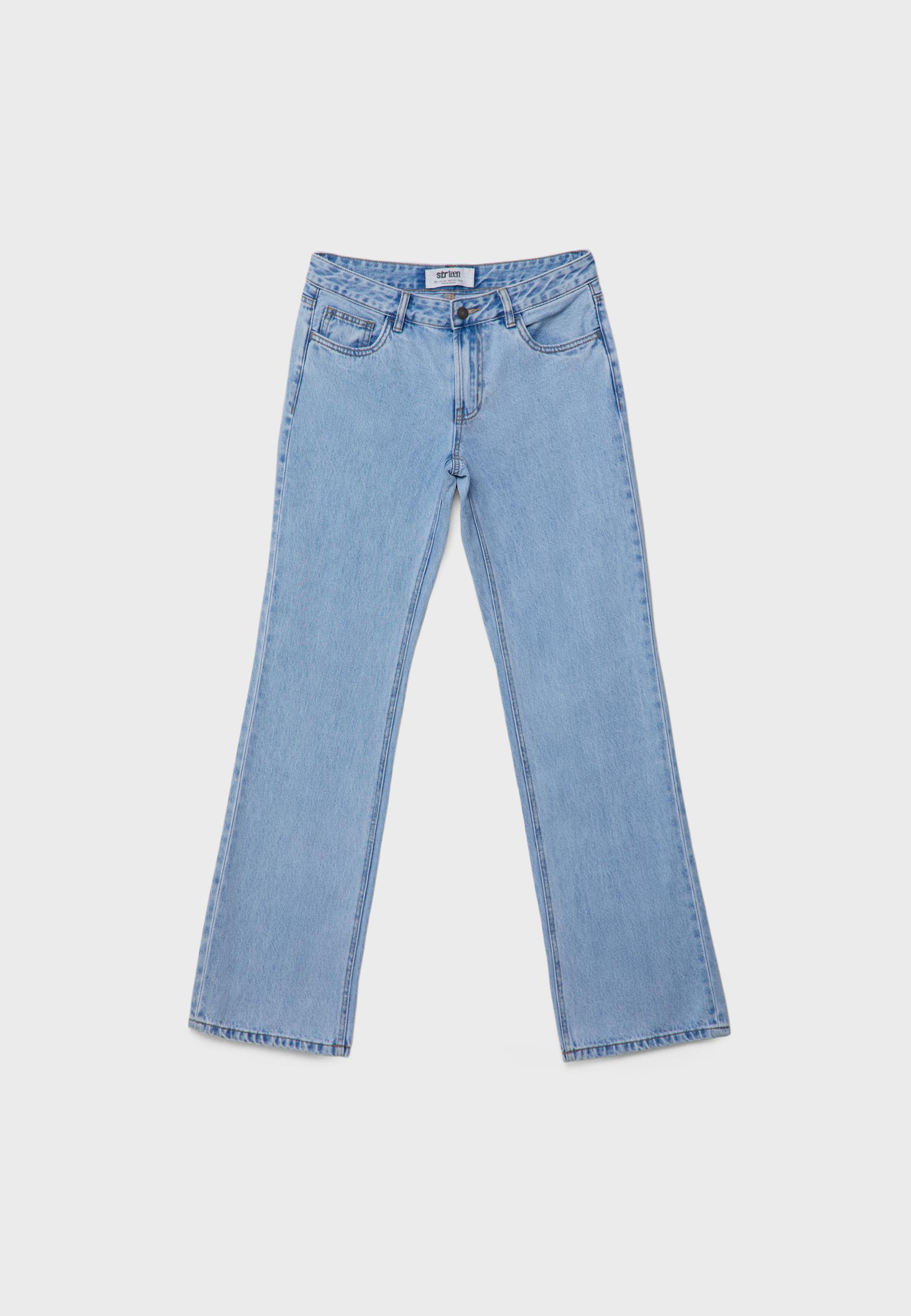 Low-rise straight leg jeans — MEDIUM LIGHT BLUE DENIM