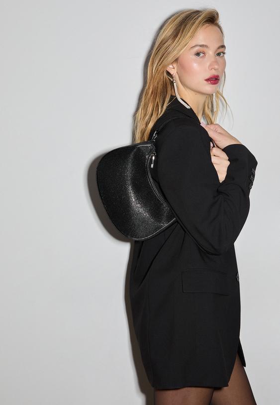 Stradivarius Shoulder Bag With Rhinestones Black Os