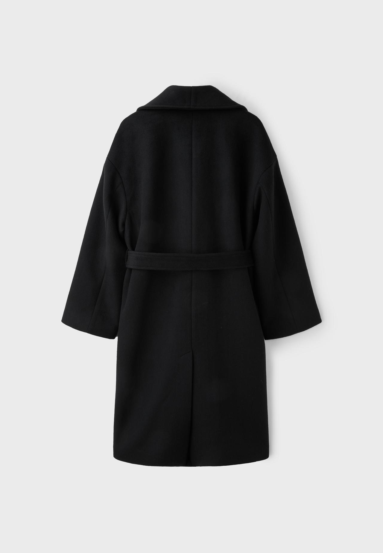 Long felt belted coat — Black