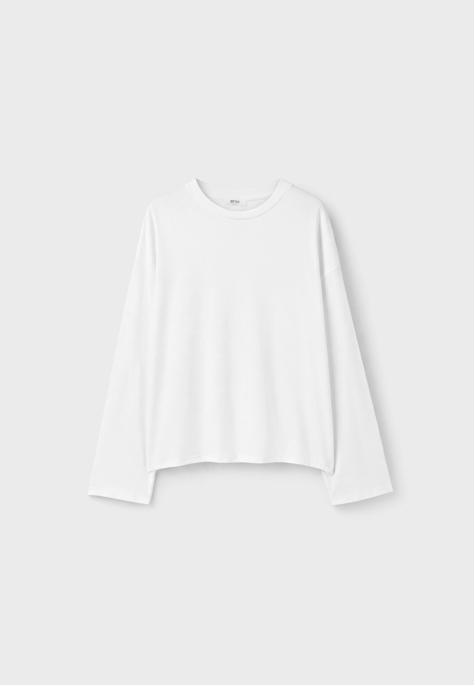 Boxy long sleeve T-shirt — White (alternate view)