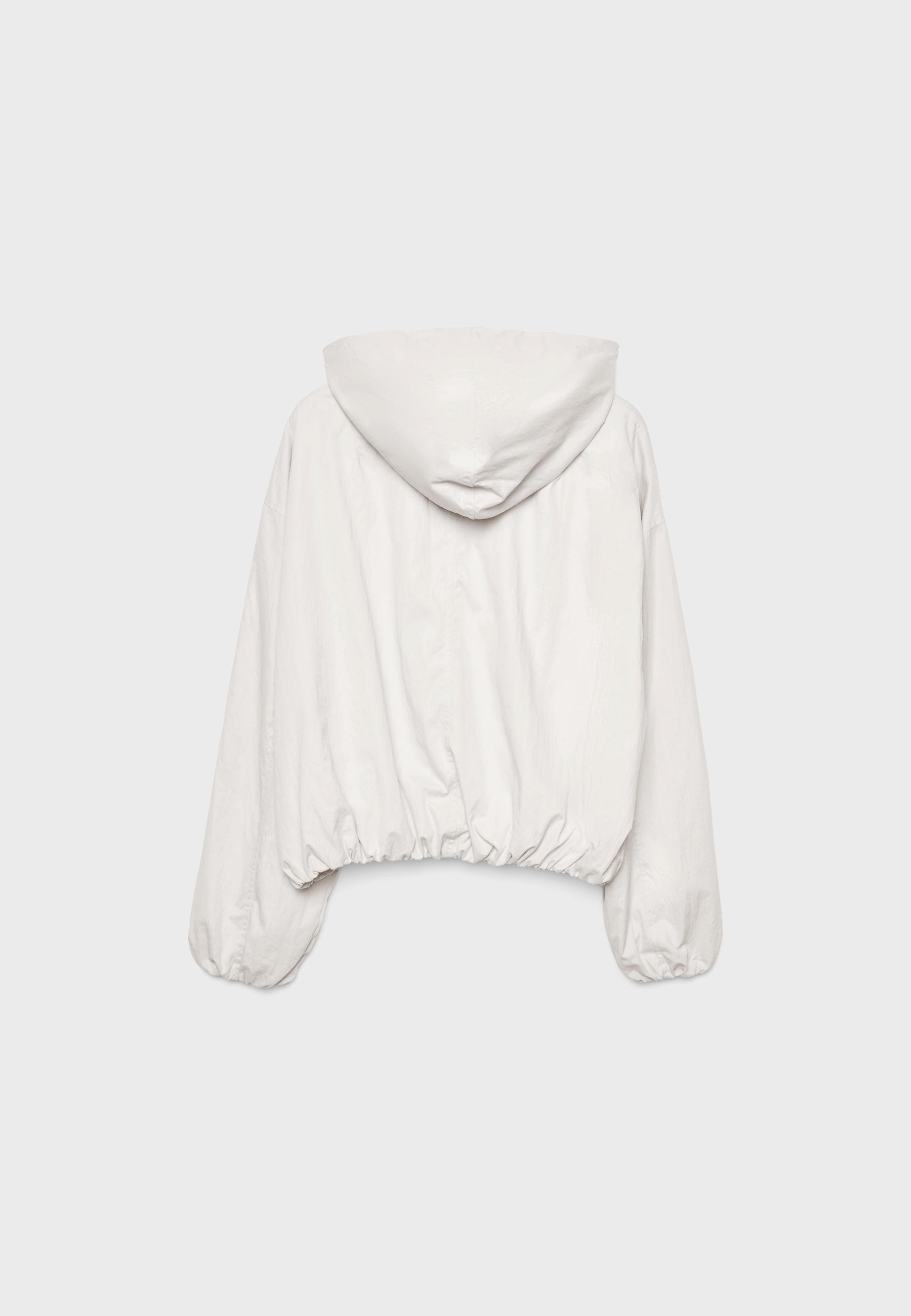 Basic nylon hooded jacket — Ecru