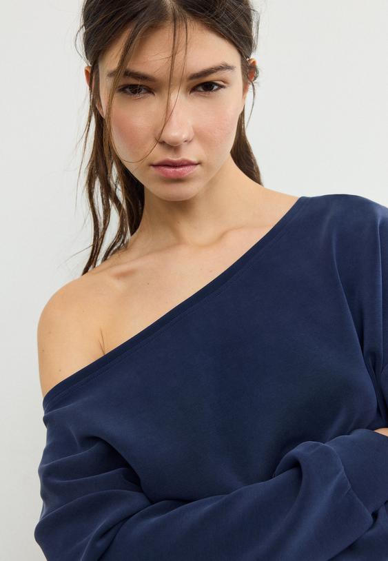 soft touch off the shoulder sweatshirt