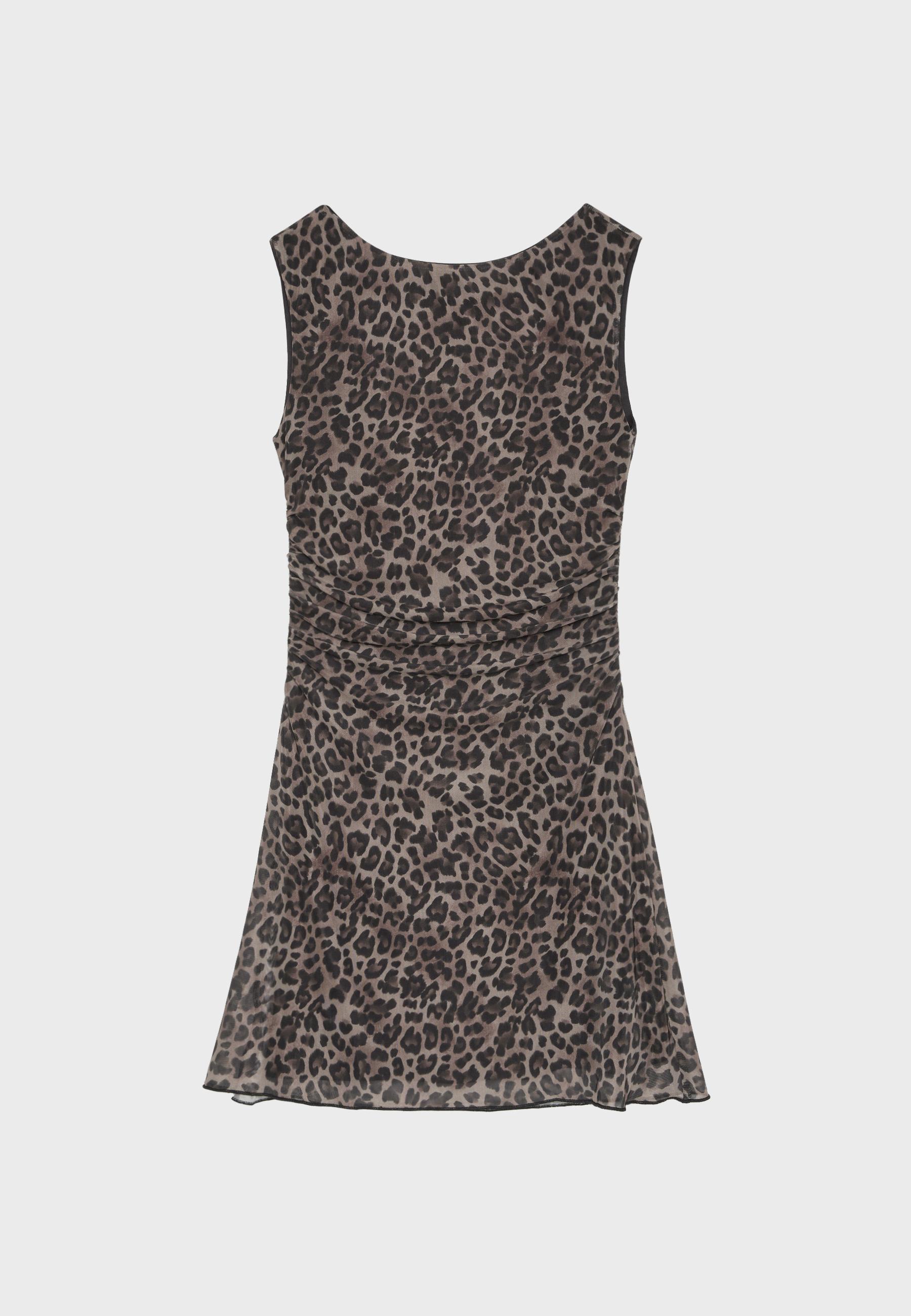 Short print dress — Mid beige