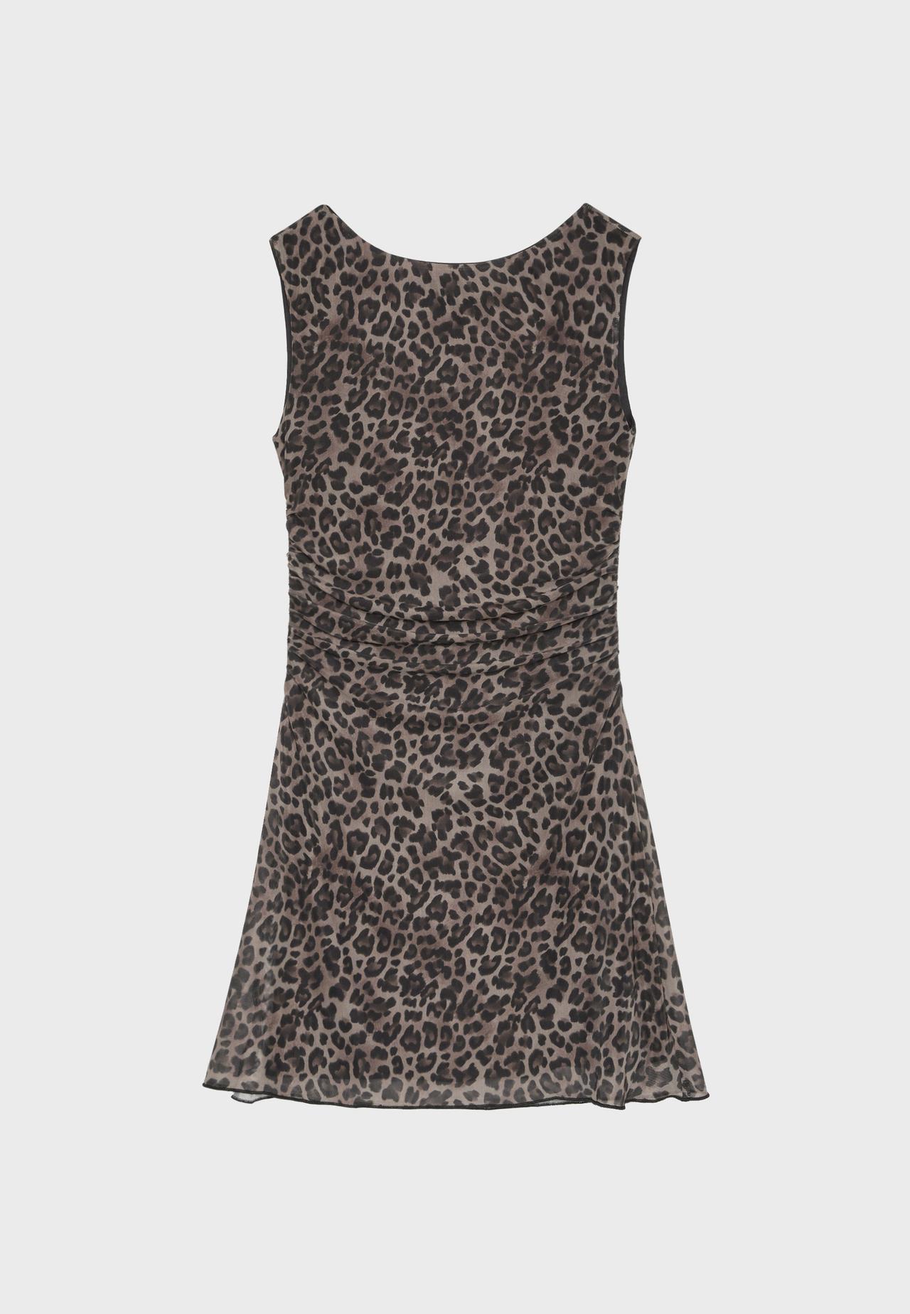 Short print dress — Mid beige