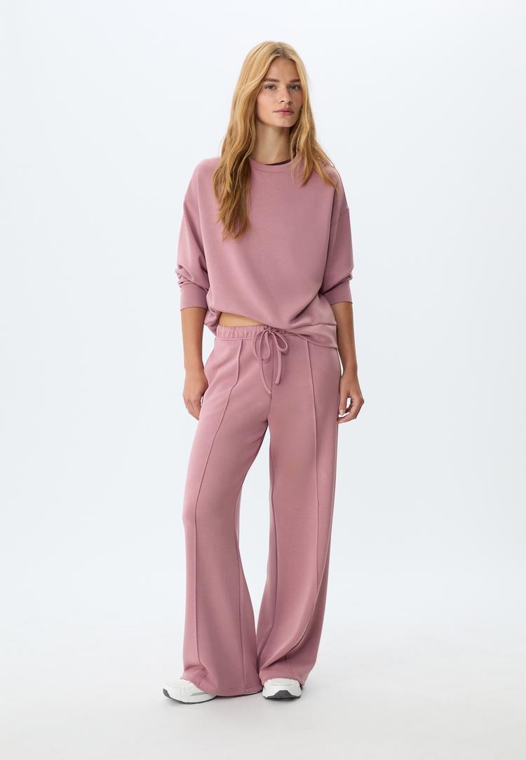 Stradivarius Φούτερ Basic Με Απαλή Υφή Ροζ M