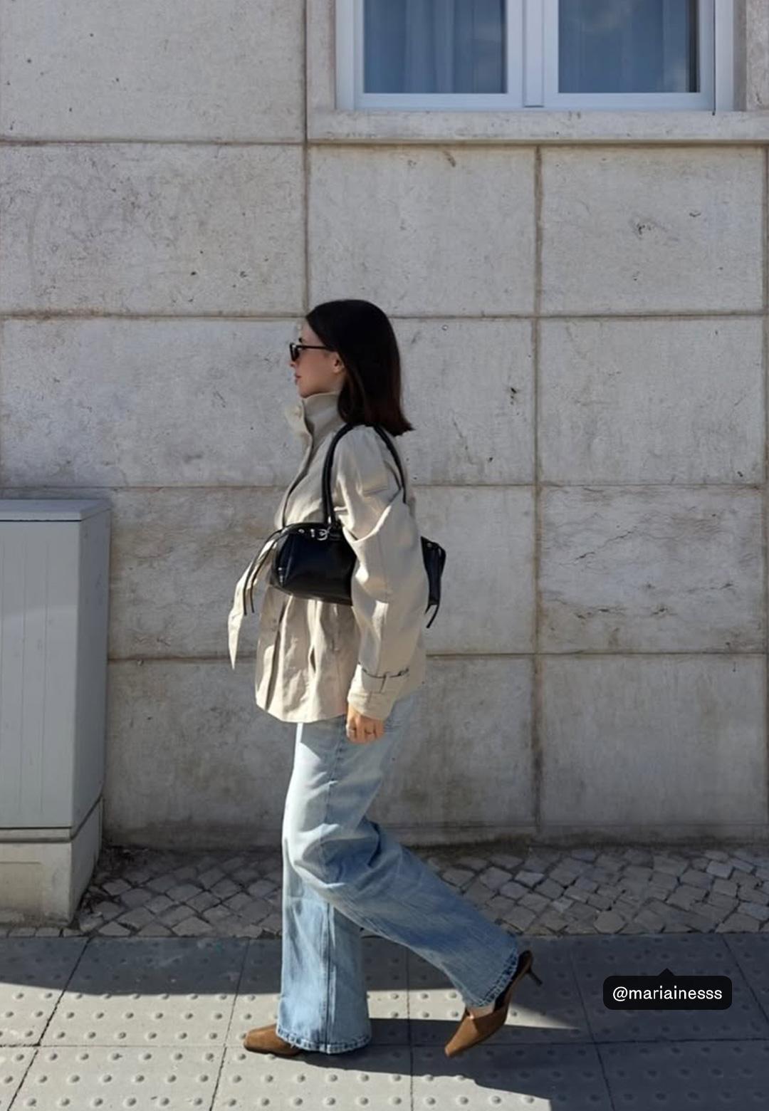 High neck trench — Beige