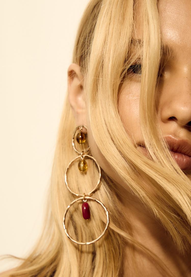 hoop dangle earrings with charm