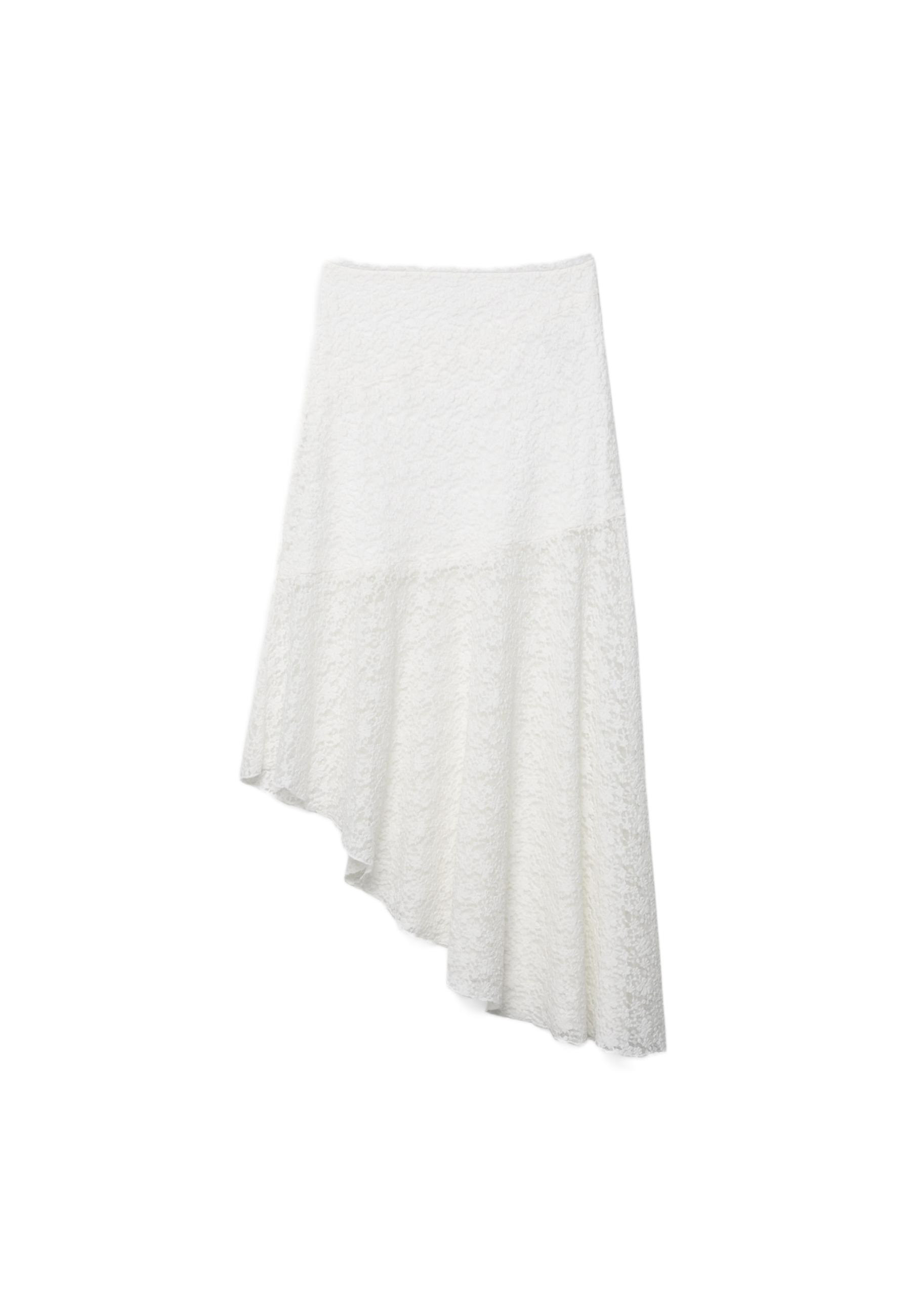 Asymmetric lace midi skirt — Ecru