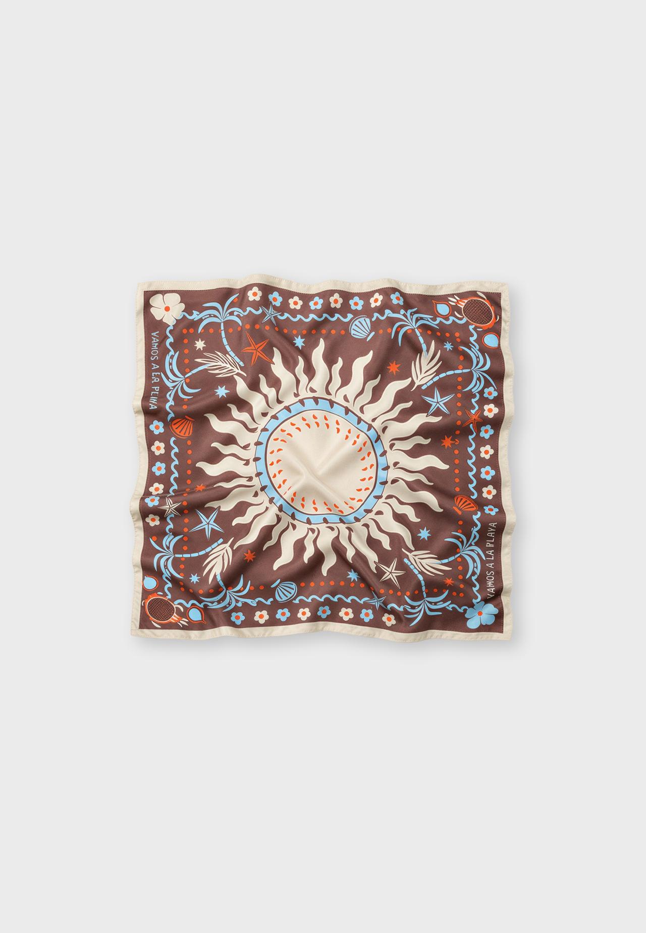 Marine print scarf — Brown