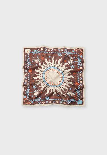 Marine print scarf — Brown 2