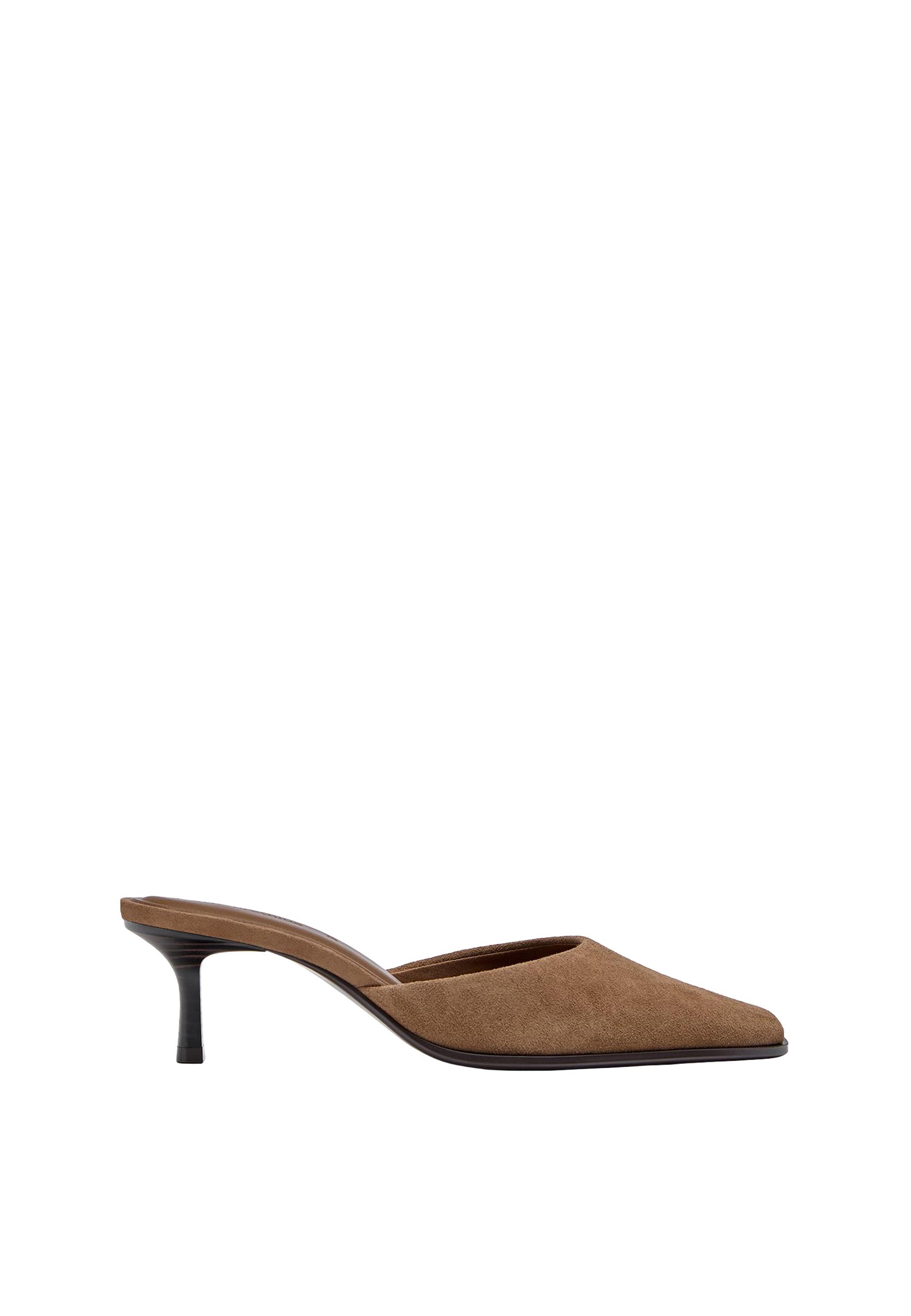 Leather kitten heel mules — BROWN
