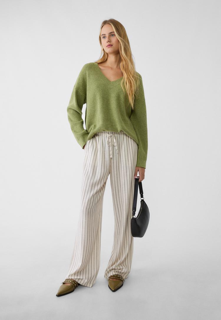 pantalon fluido con lino print