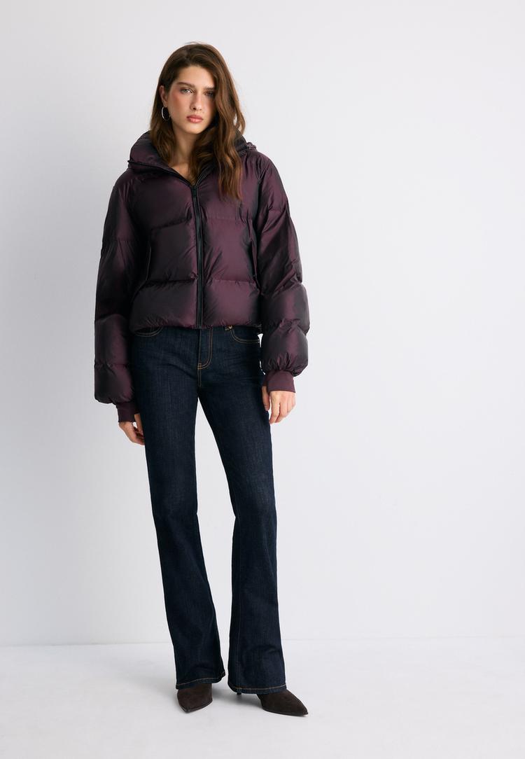 blouson rembourre brillant a capuche