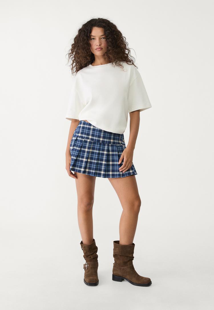 falda pantalon mini tablas cuadros