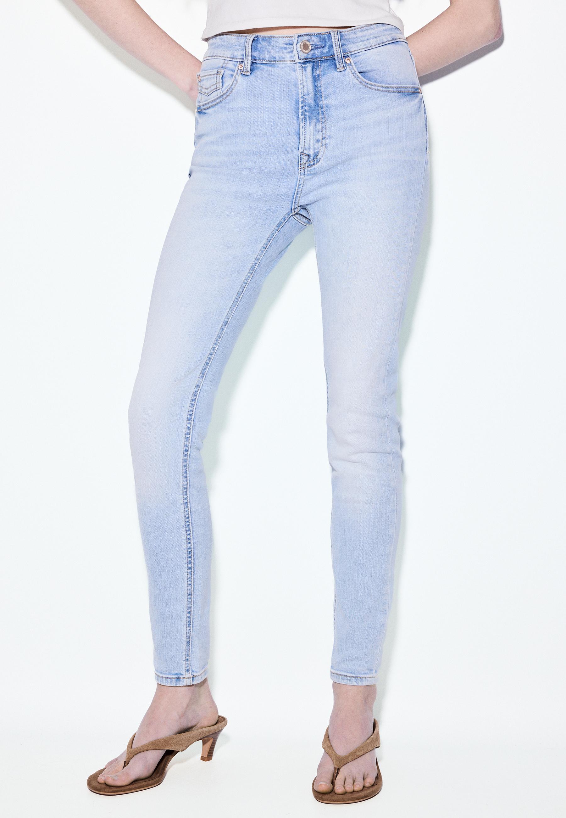 Stradivarius D07 Ψηλόμεσο Τζιν Παντελόνι Skinny Γαλάζιο 32