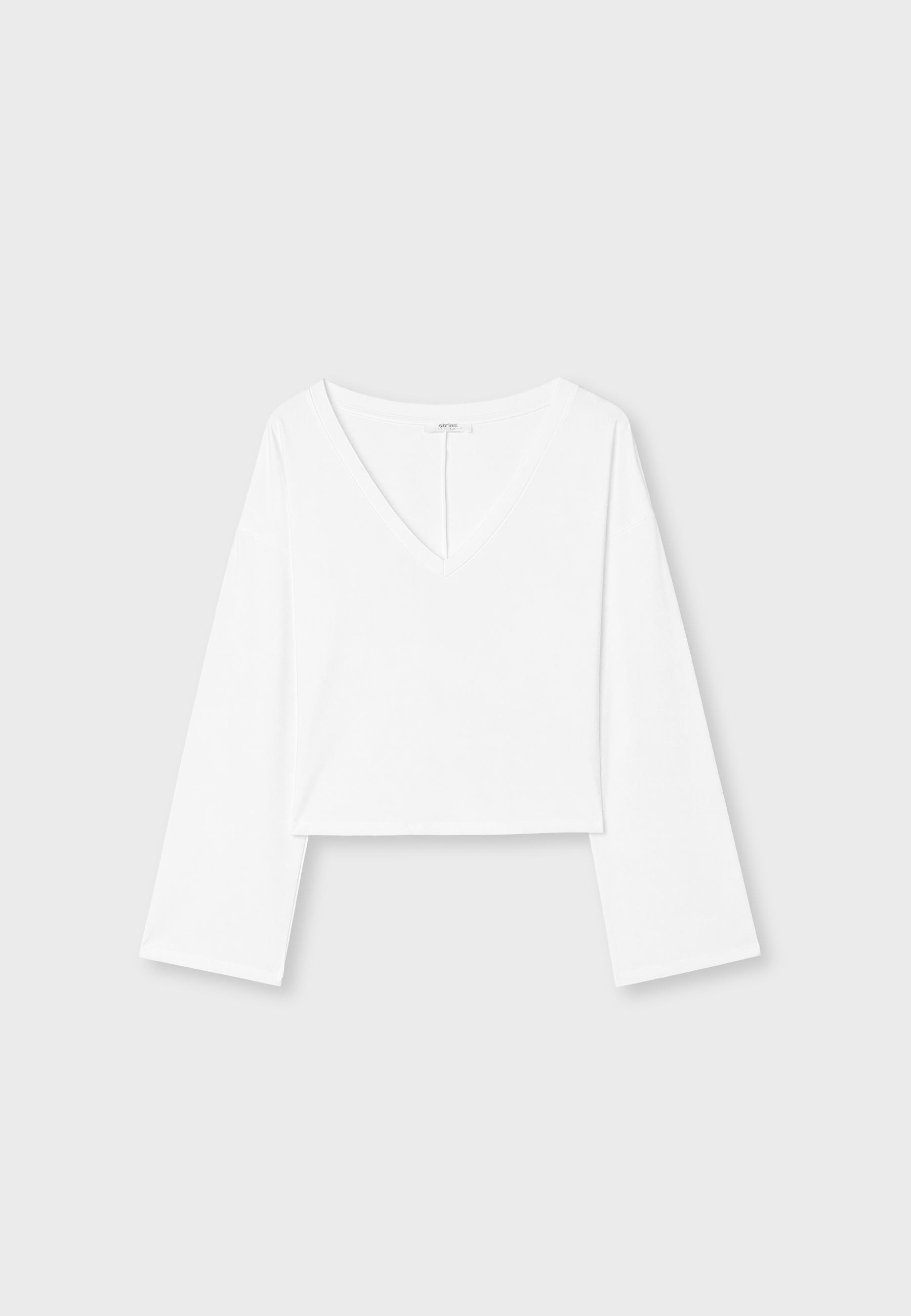 V-neck long Japanese sleeve T-shirt — Ecru