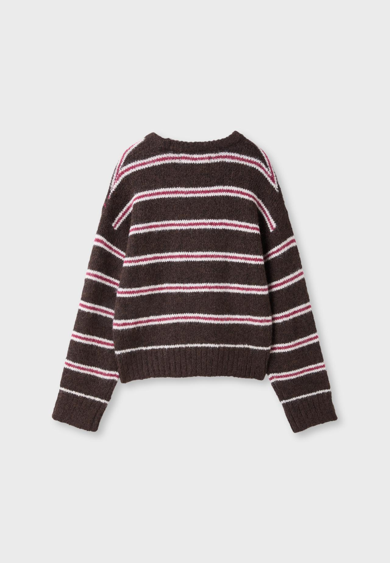 Striped knit jumper — Brown