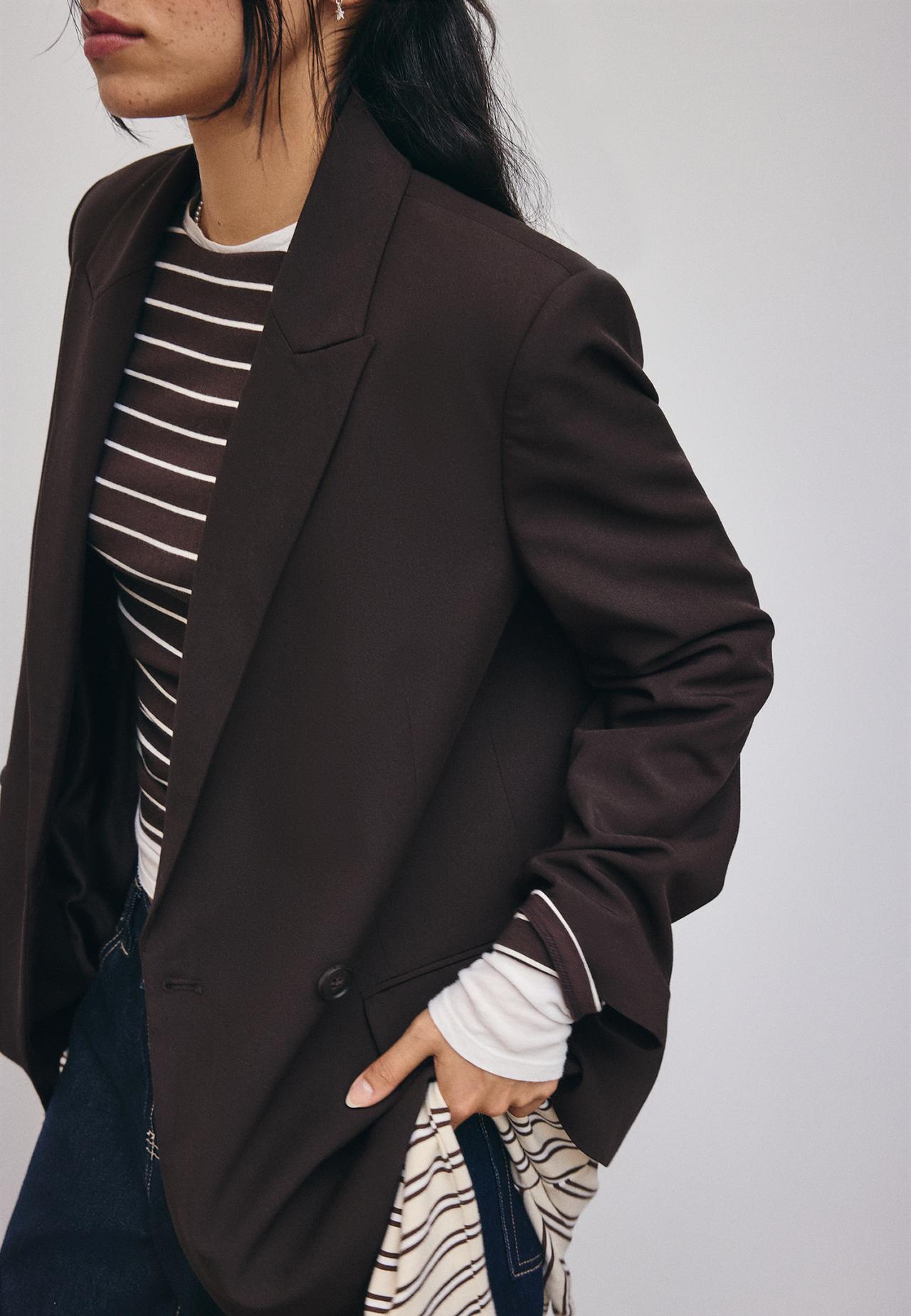 Straight buttoned blazer — Brown
