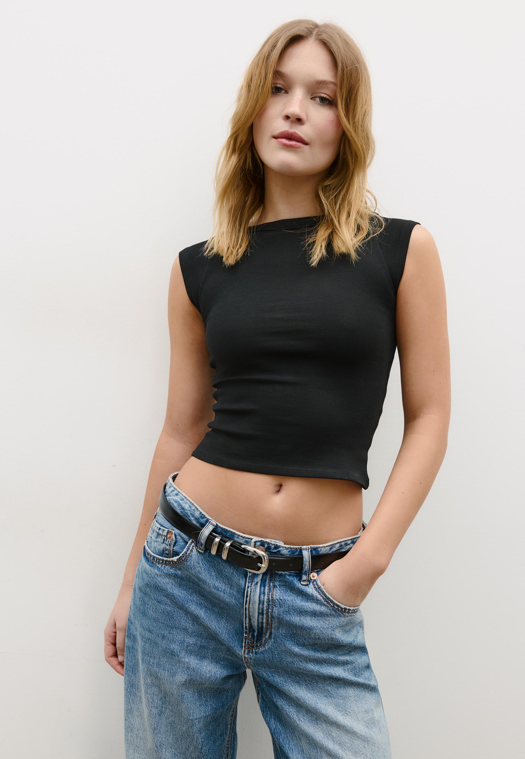 Basic boat neck T-shirt — Black
