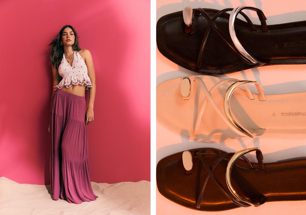Flat sandals with metal detail