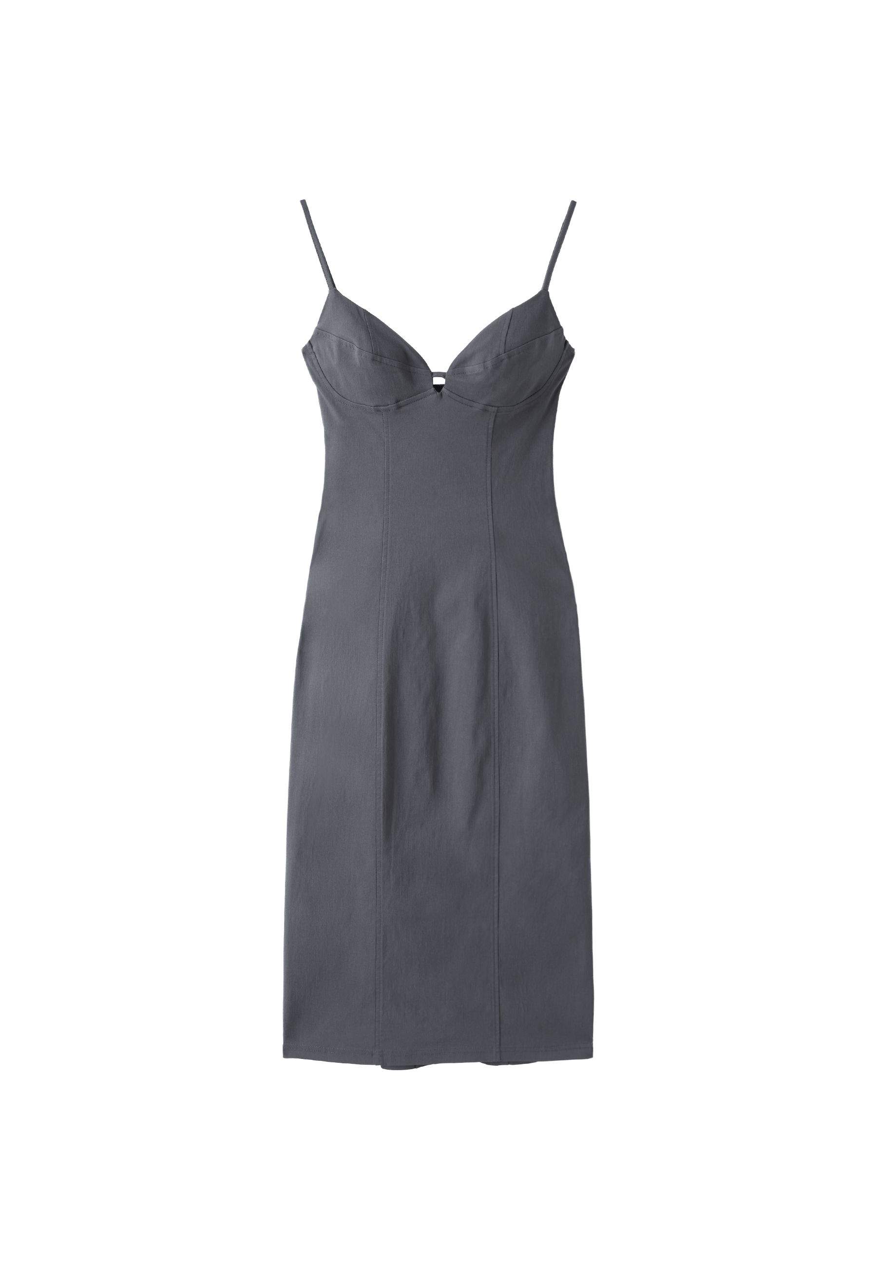 Bengaline midi dress with straps — Dark grey