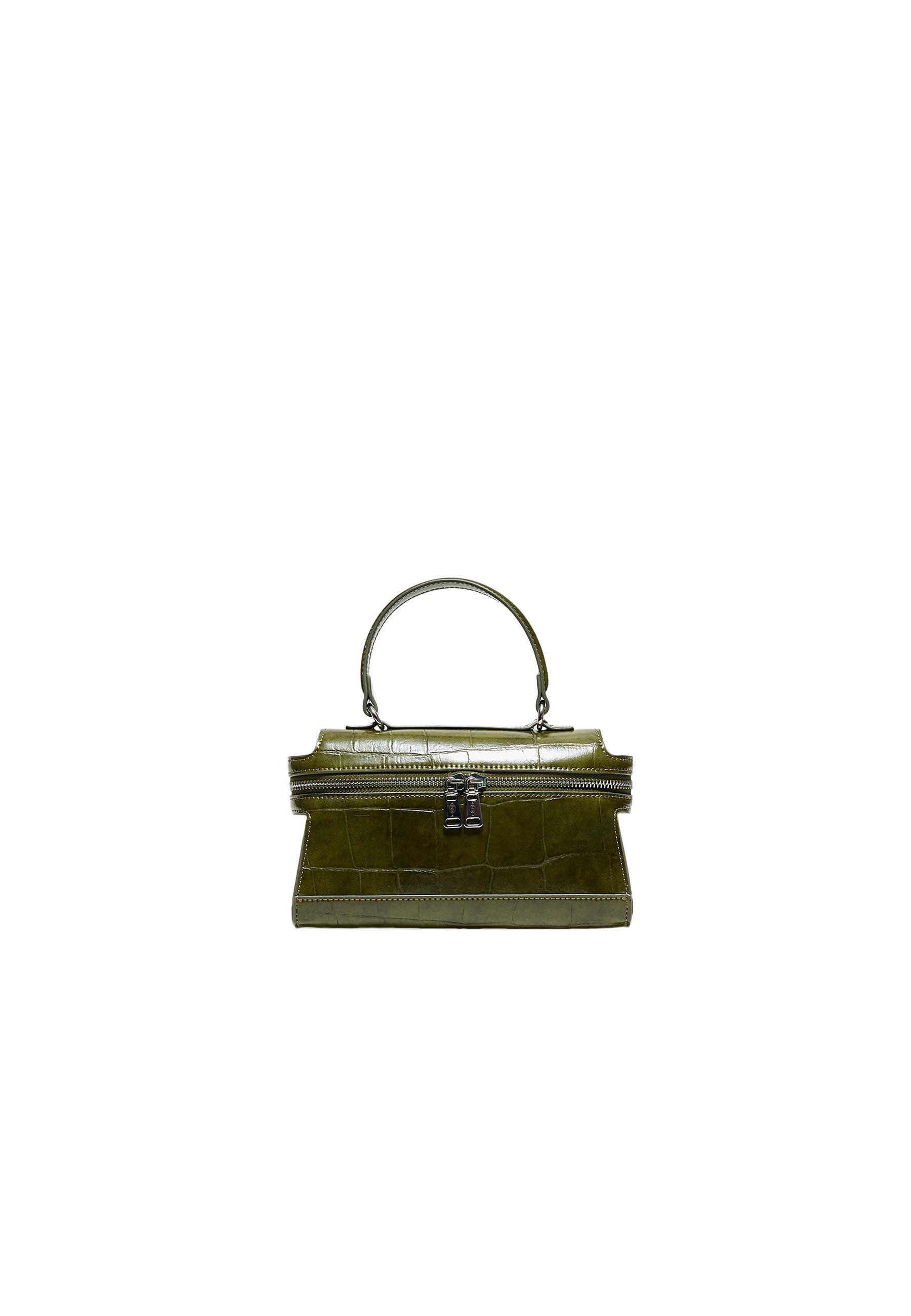 Mini coconut-effect crossbody bag — Khaki