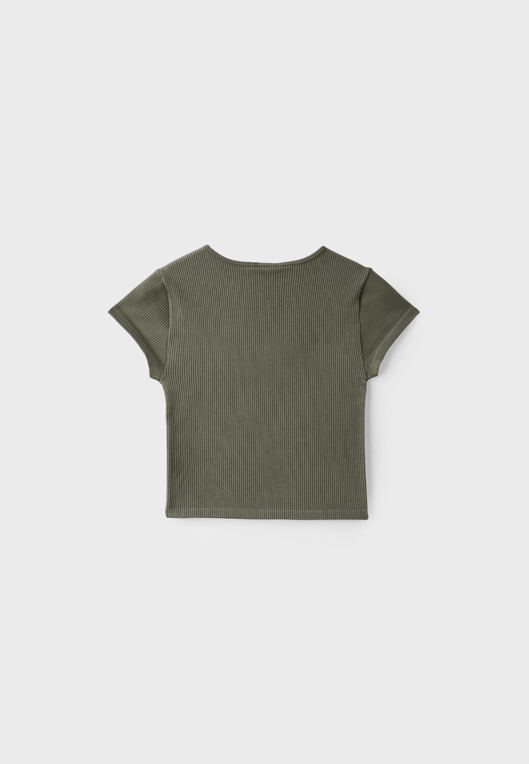 Seamless cropped T-shirt — Khaki
