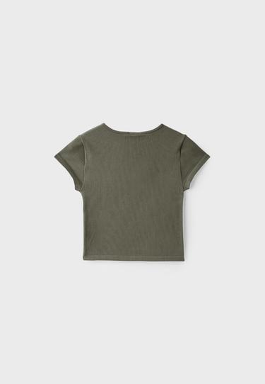 Seamless cropped T-shirt — Khaki 6