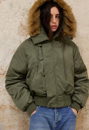 Cropped hooded jacket — Khaki 4