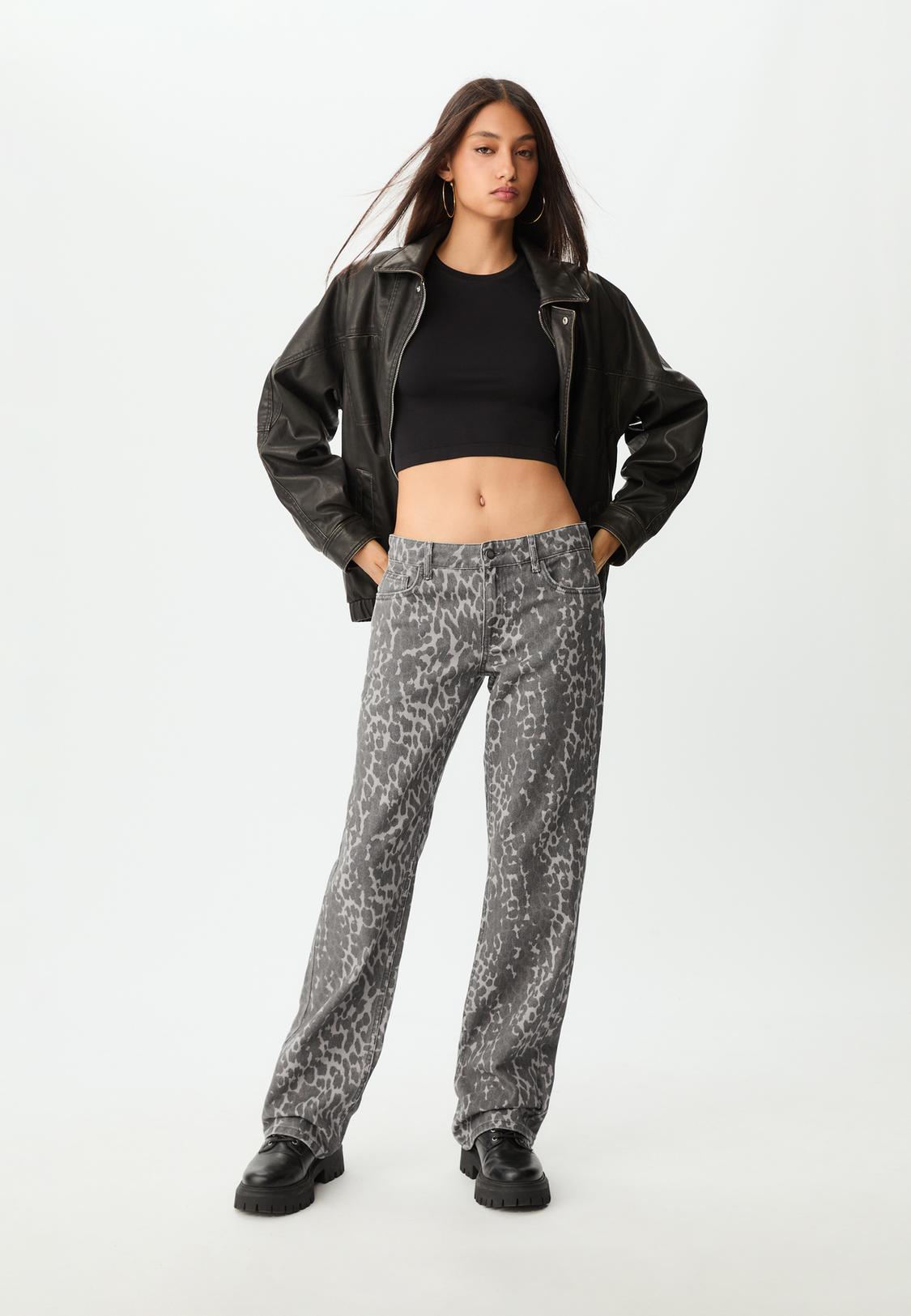 Pantalon straight léopard Mode femme Stradivarius France