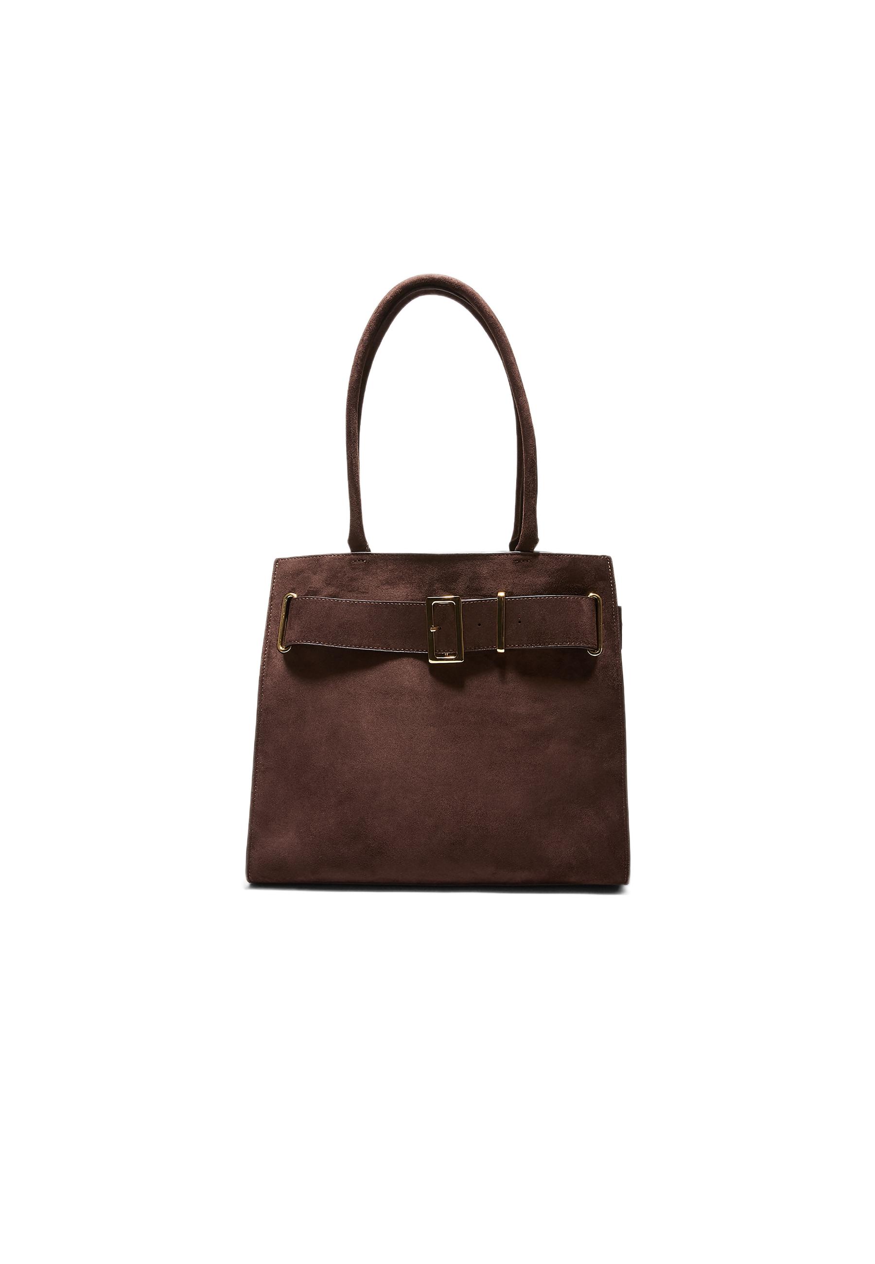 City shopper bag with buckle detail — Brown