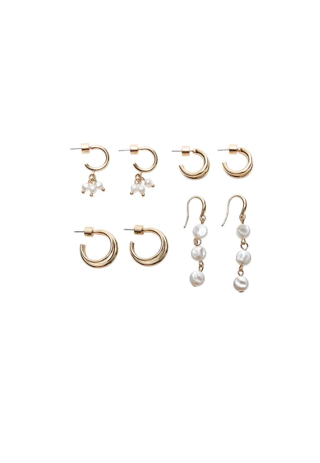 Set 4 pendientes aros y perlas