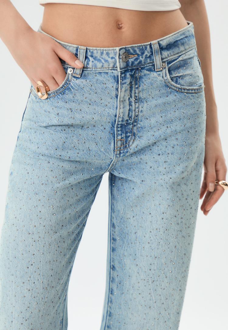 jeans straight fit brillos