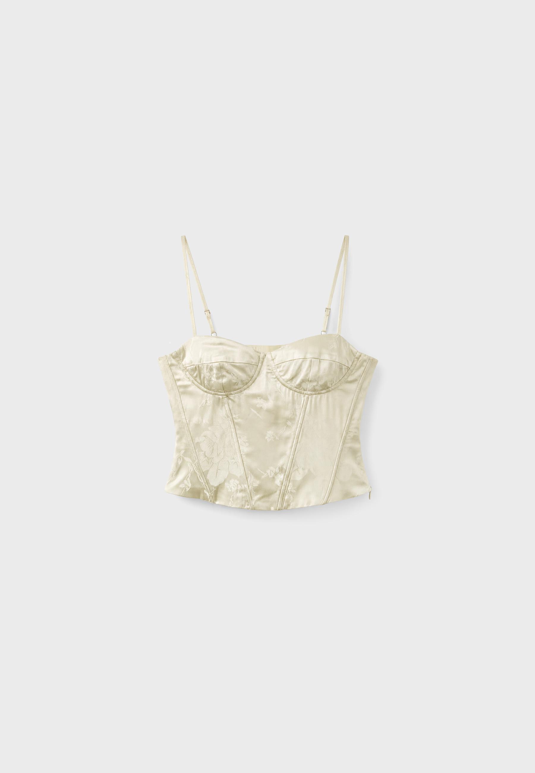 Jacquard corset top — Ecru