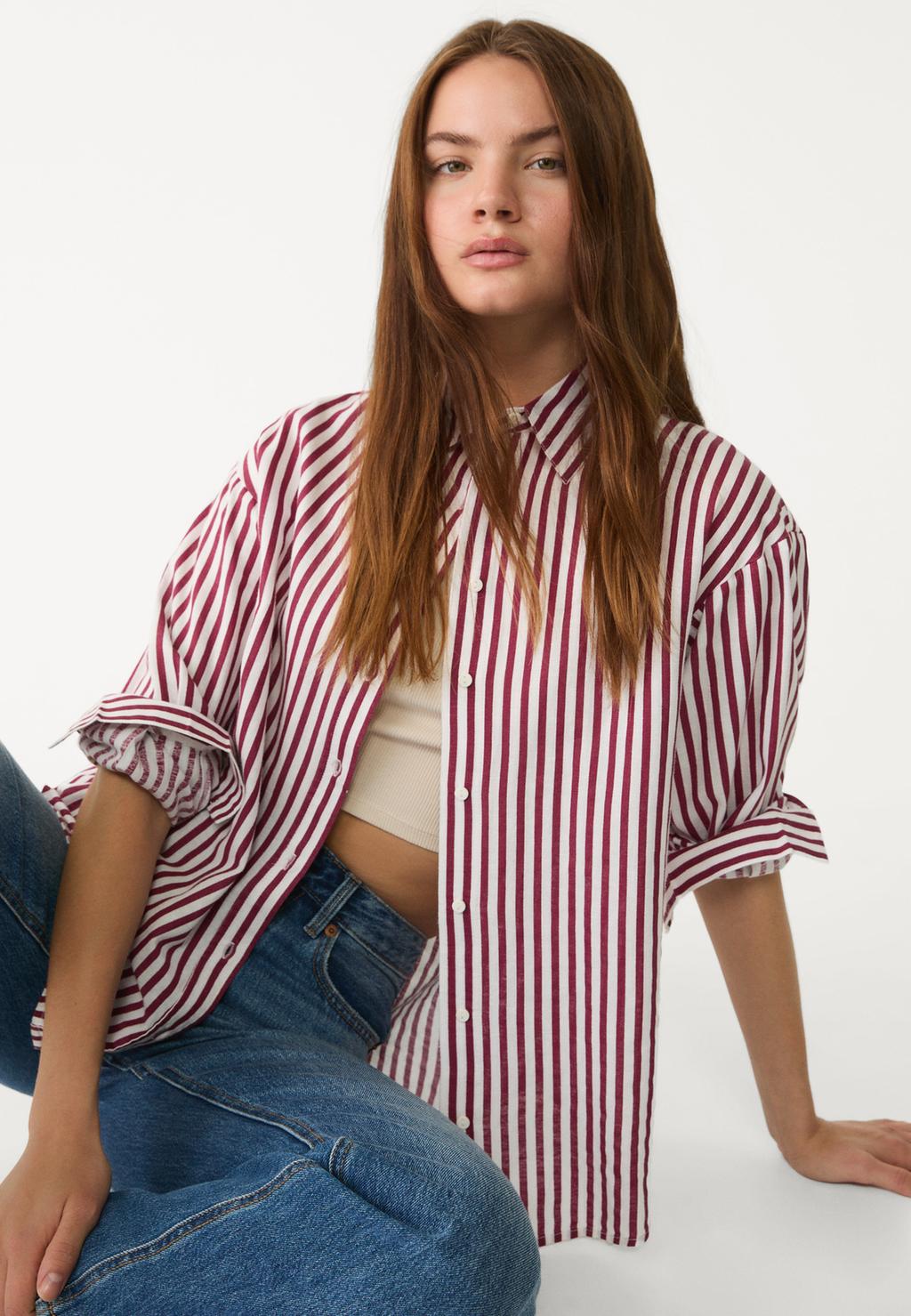 Striped linen blend shirt