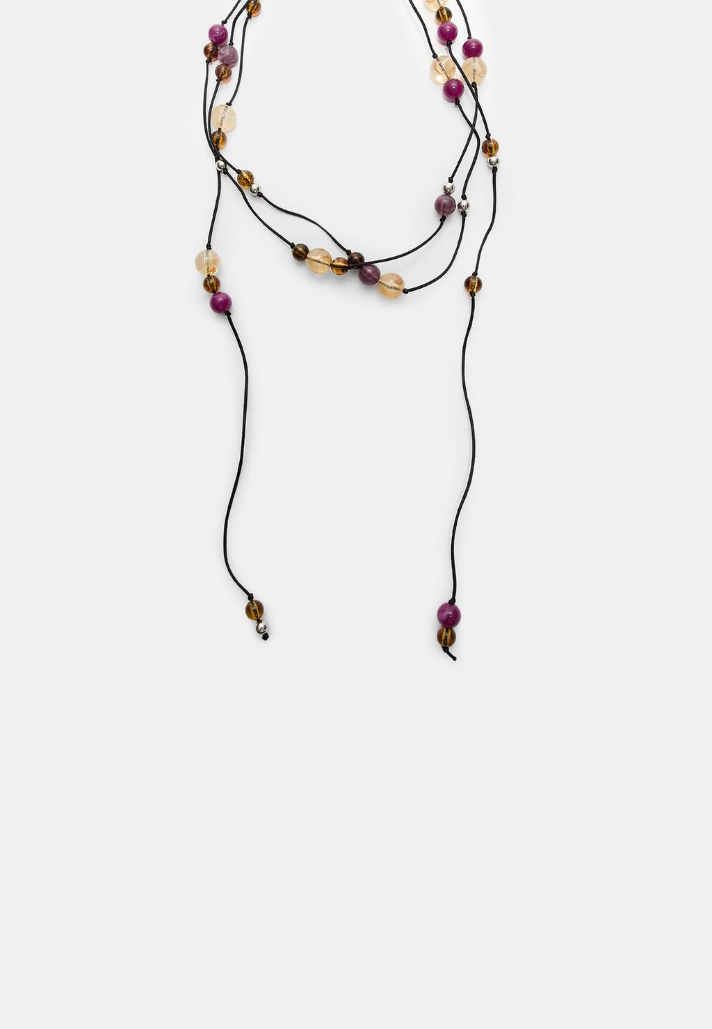 Collar cordones abalorios