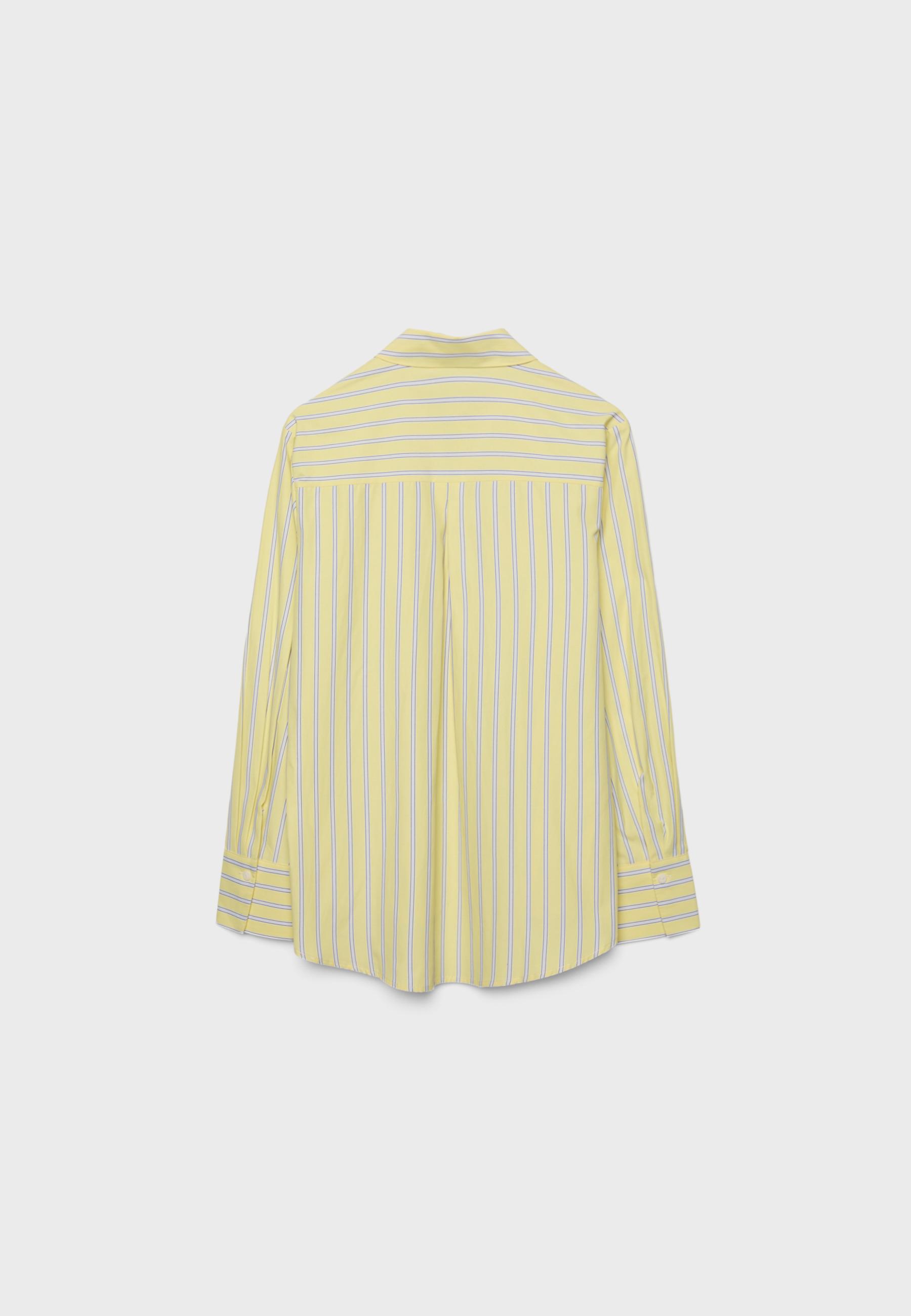 Basic çizgili poplin cepli gömlek - Görsel 7