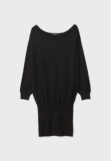 Kısa geniş yaka örgü elbise - Görsel 11