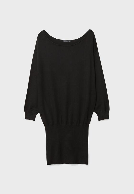 Kısa geniş yaka örgü elbise - Görsel 7