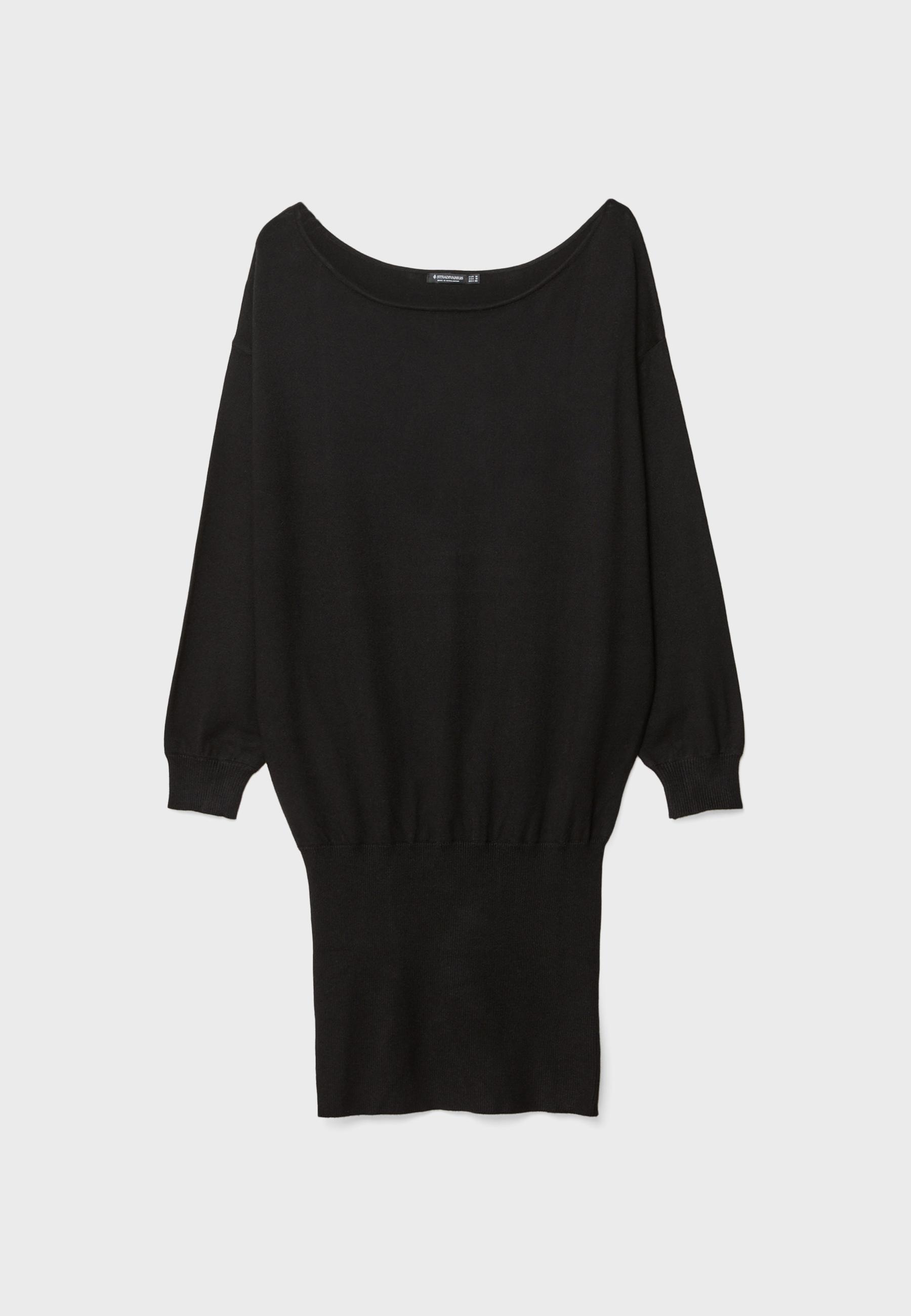 Short boat neck knit dress — Black