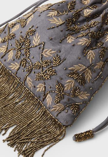 Beaded fringed crossbody bag — Stone 5