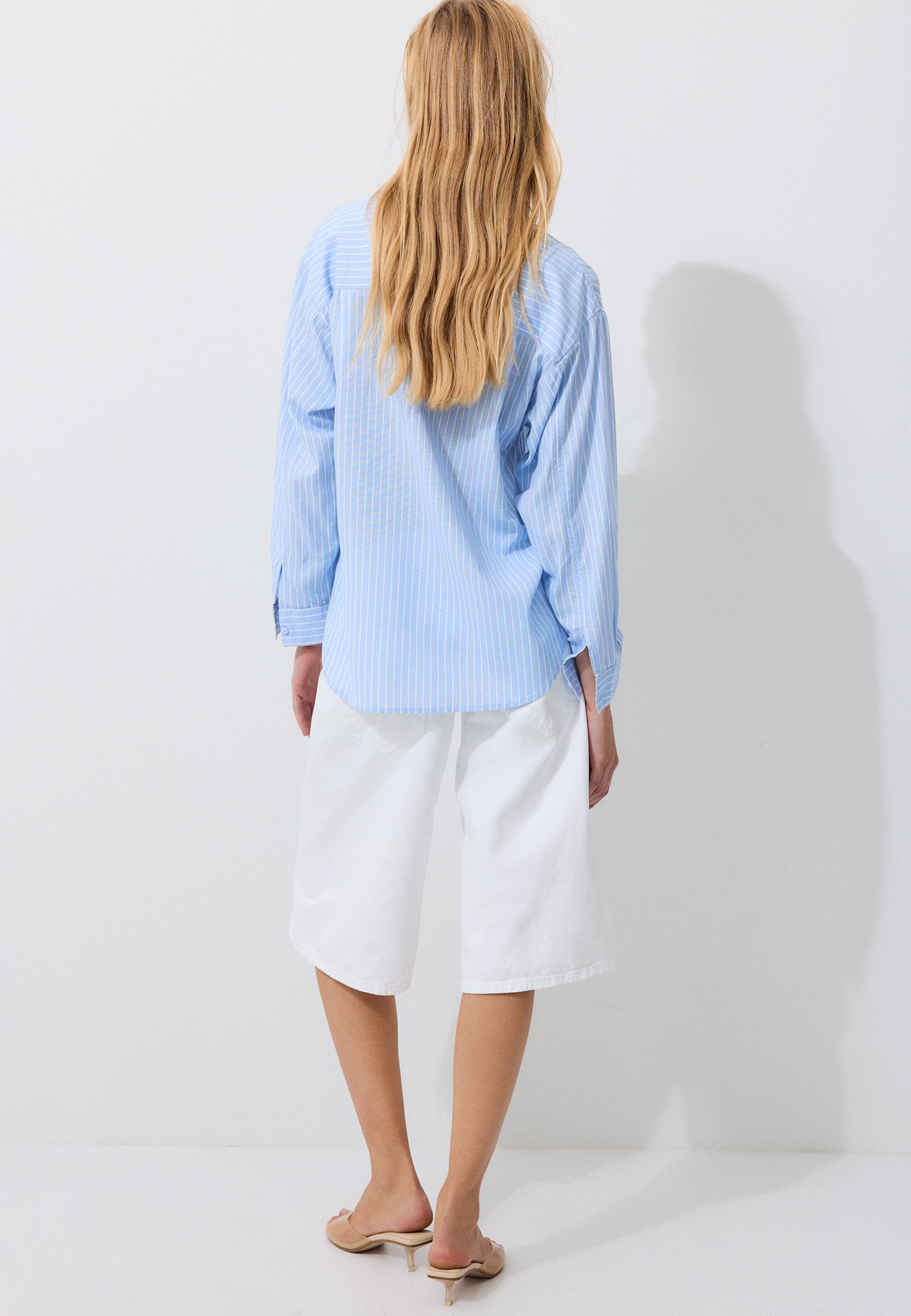 Linen-effect shirt — Sky blue