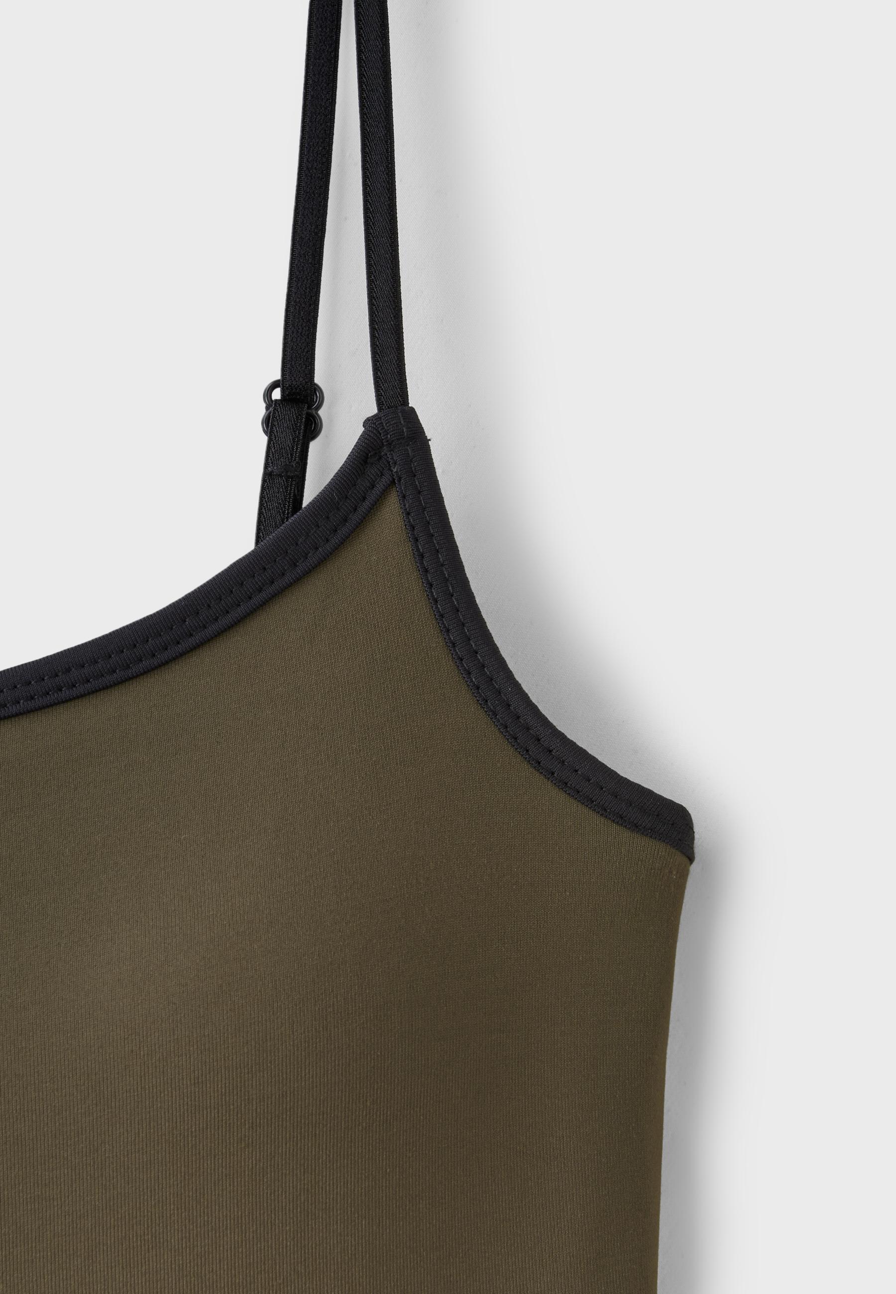 Polyamide strappy top with cups — Khaki