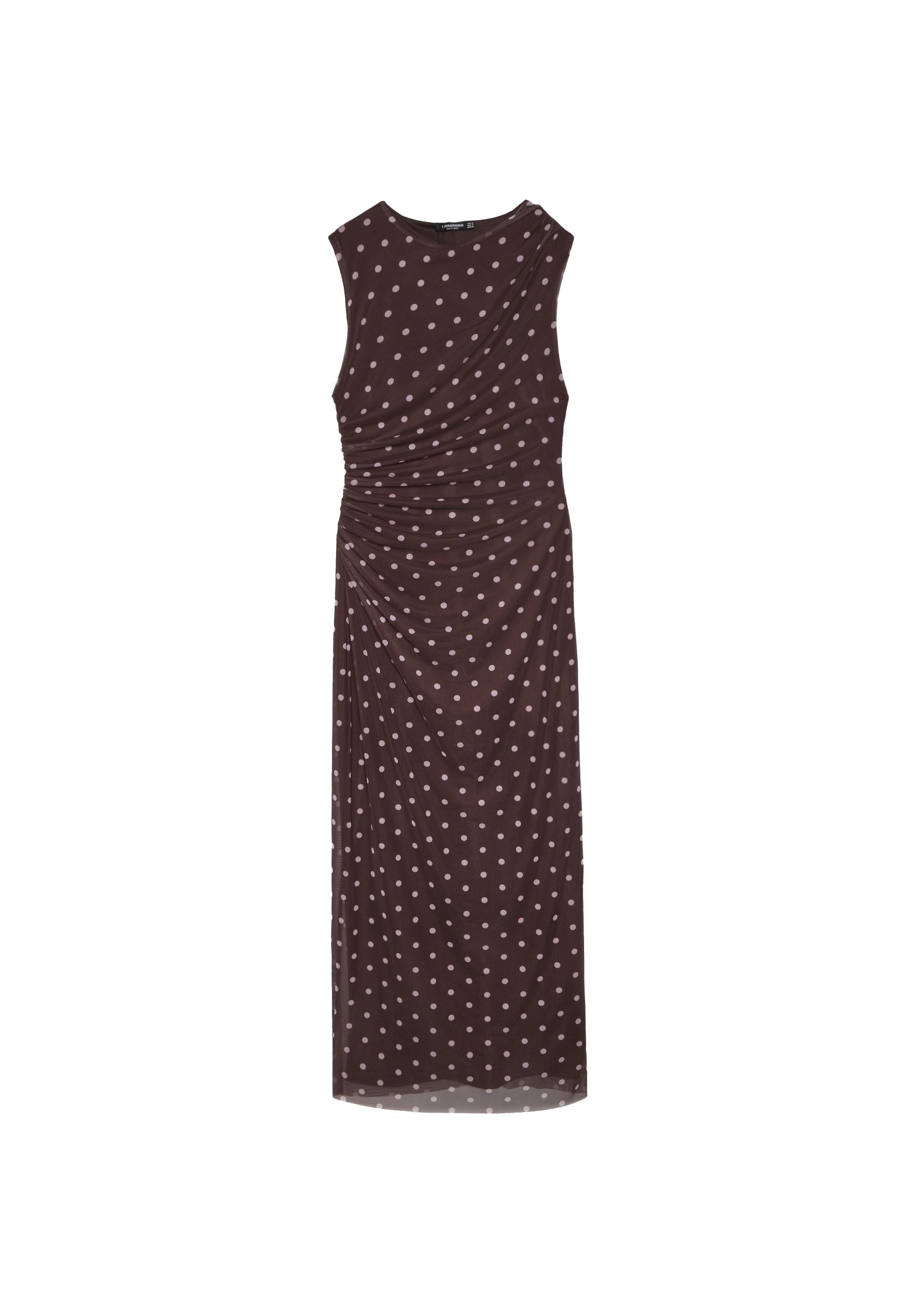 Polka dot print midi dress — Brown