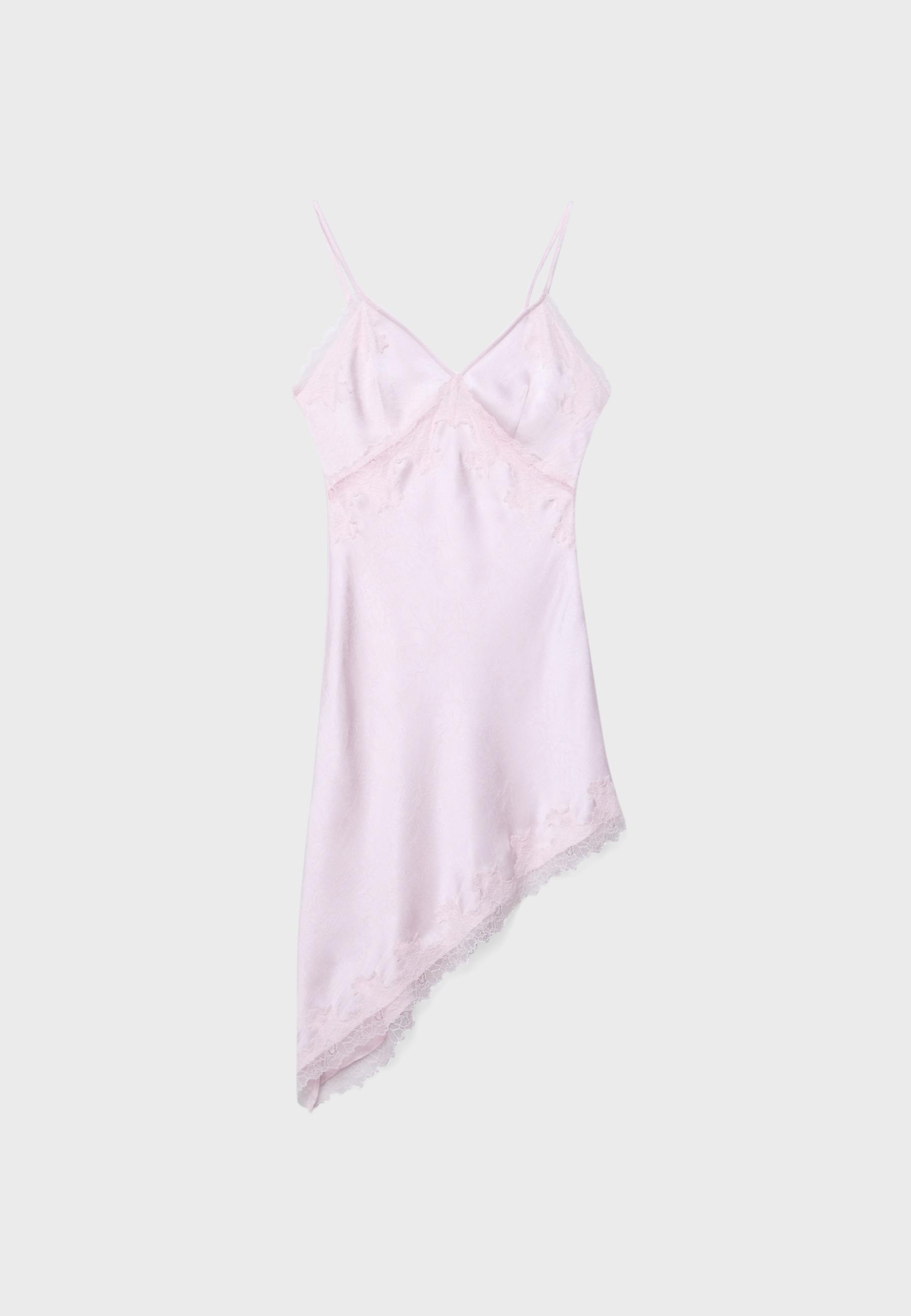 Short asymmetric satin dress